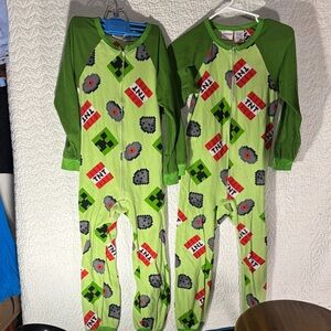 Green Kids Pajama Set with Fun Print